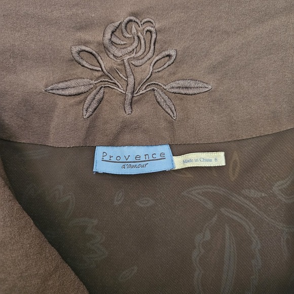 Provence d'amour Brown Floral Silk Midi Skirt Size 6 Boho Paisley Lining - Picture 5 of 7